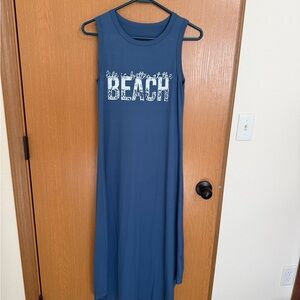 Sleeveless Navy Blue Beach Maxi Dress